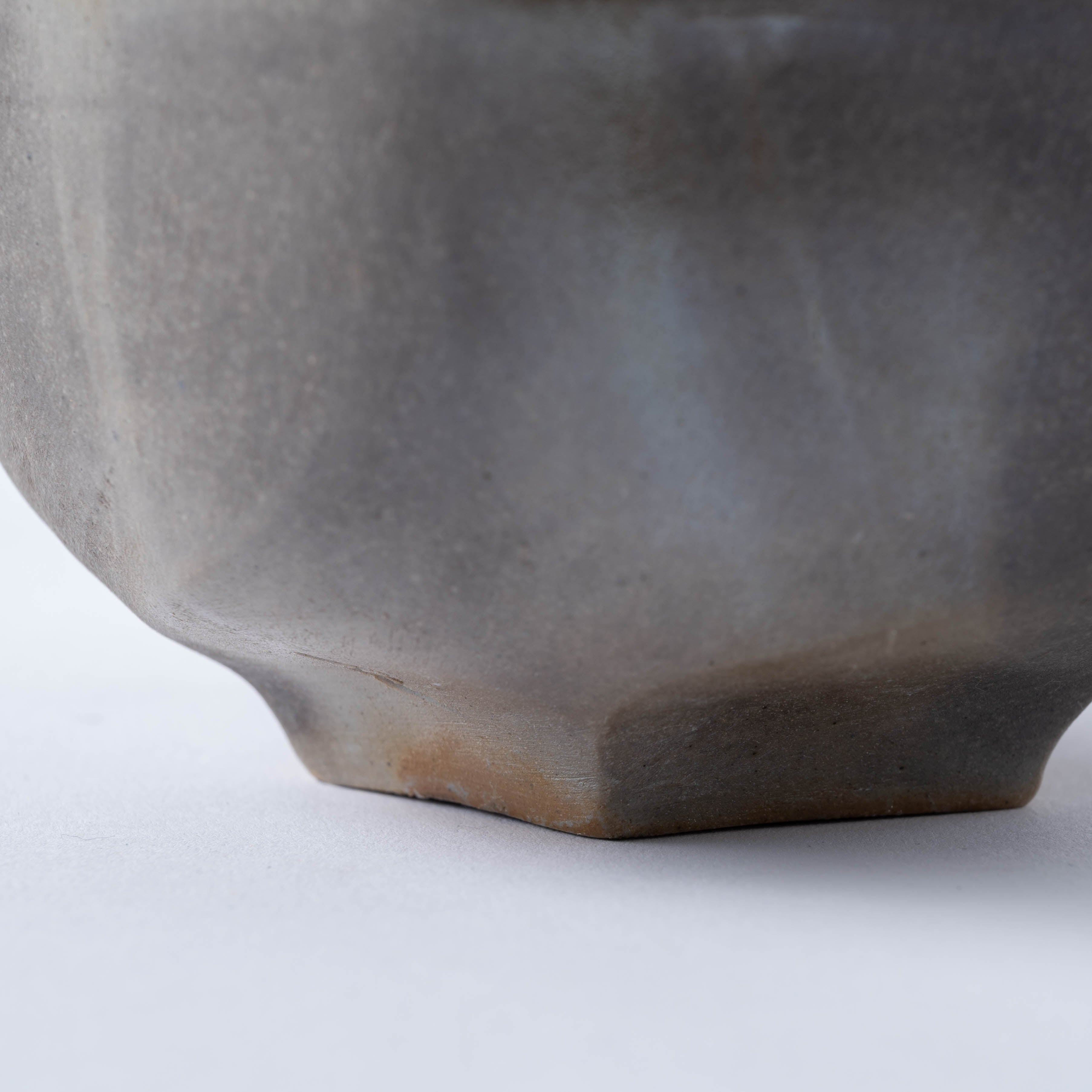 Ao-Bizen Five-Sided Matcha Bowl