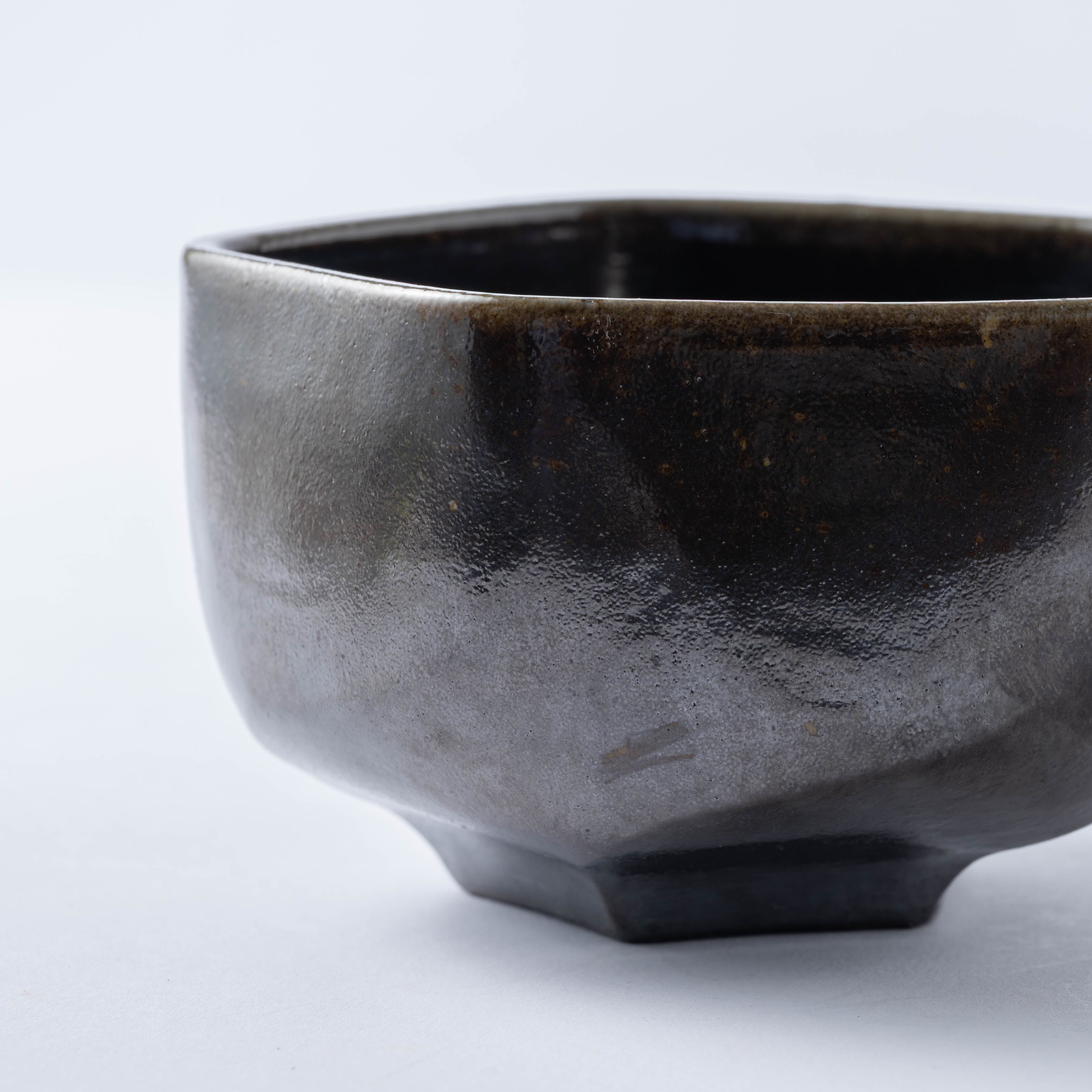 Hikidashi-Guro Five-Sided Matcha Bowl