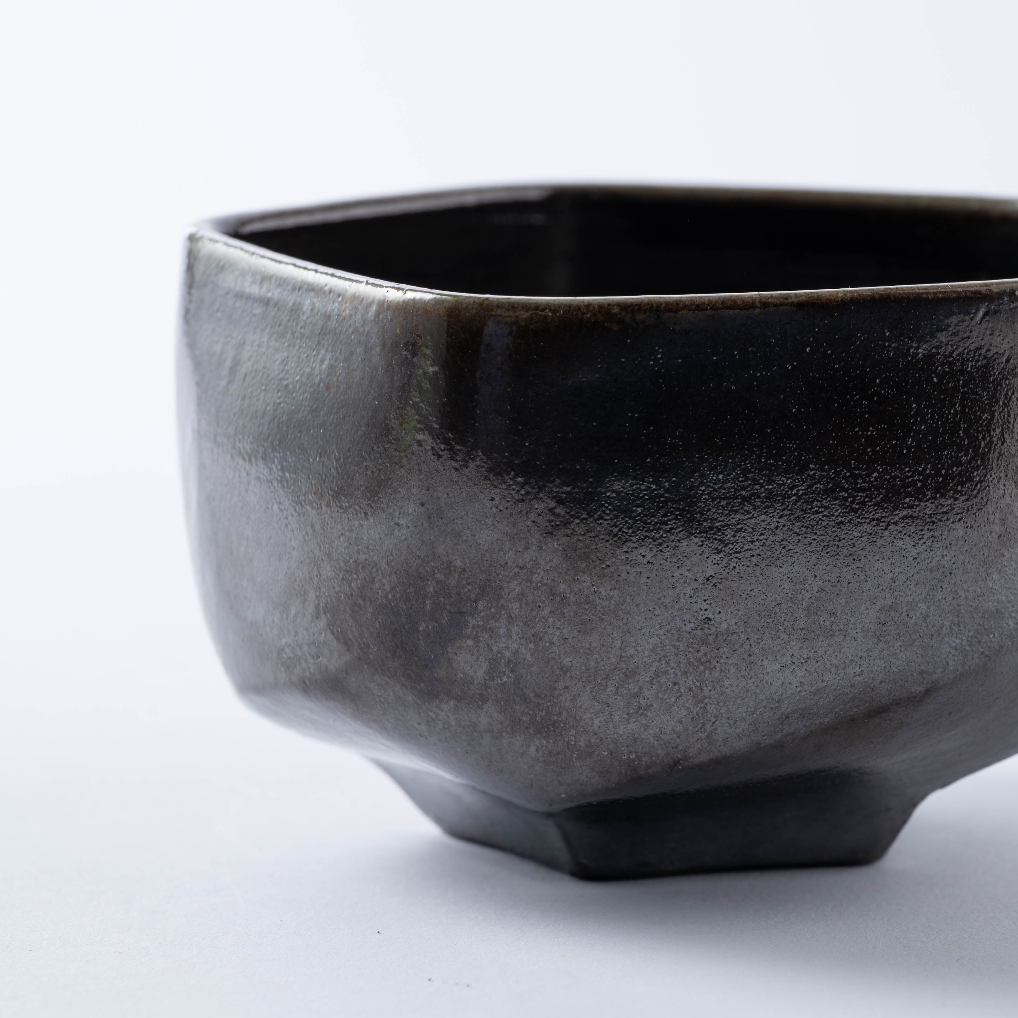 Hikidashi-Guro Five-Sided Matcha Bowl