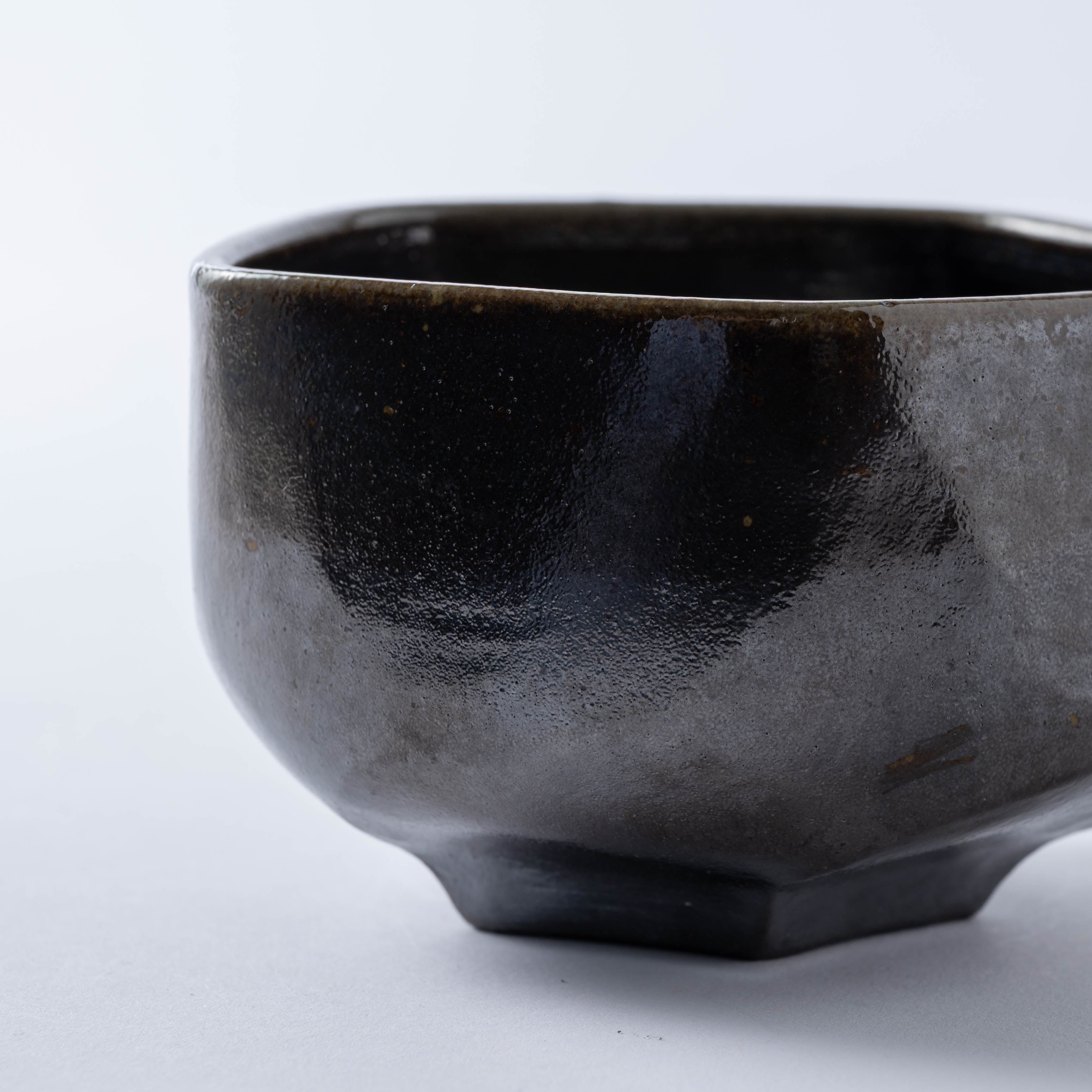 Hikidashi-Guro Five-Sided Matcha Bowl