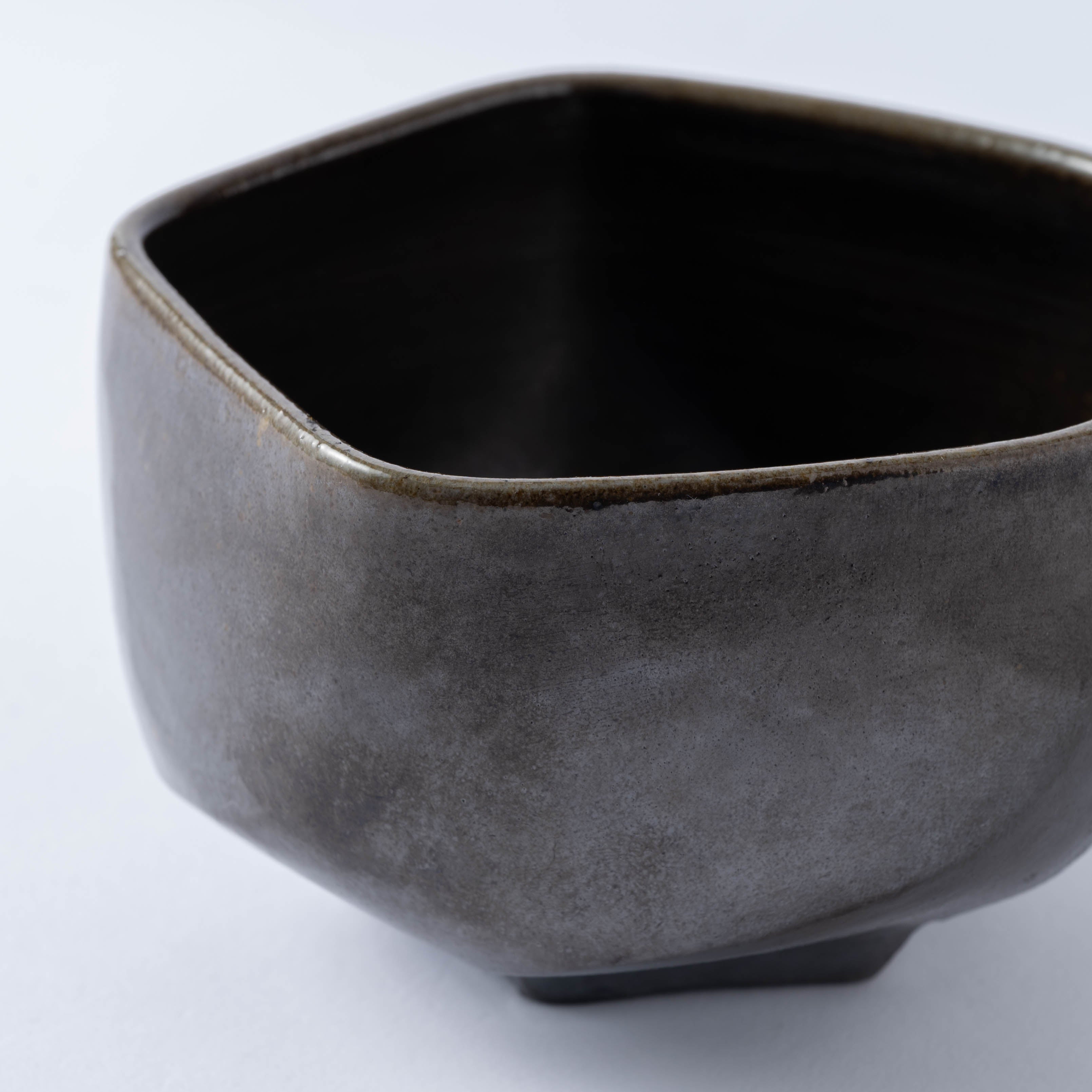 Hikidashi-Guro Five-Sided Matcha Bowl