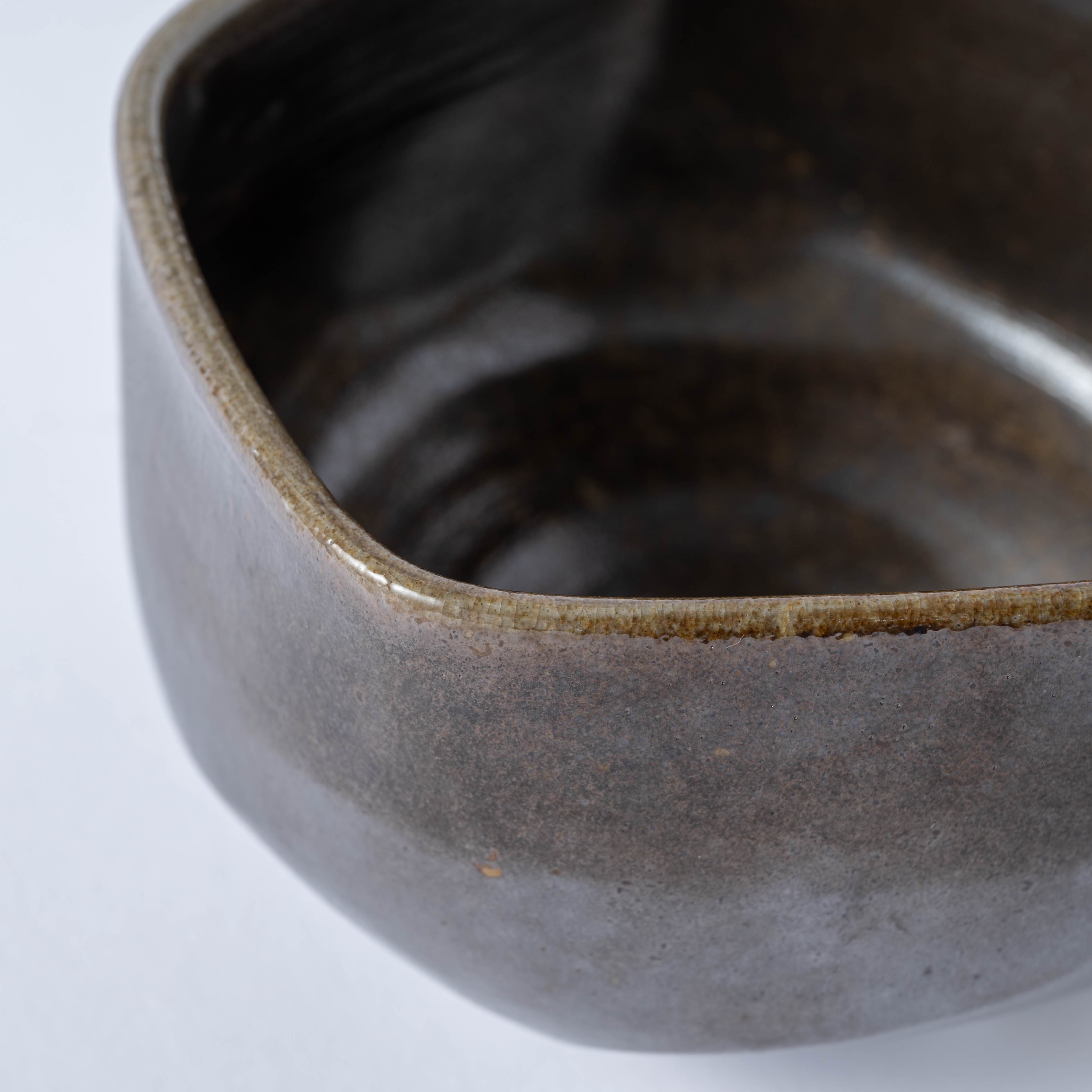 Hikidashi-Guro Five-Sided Matcha Bowl