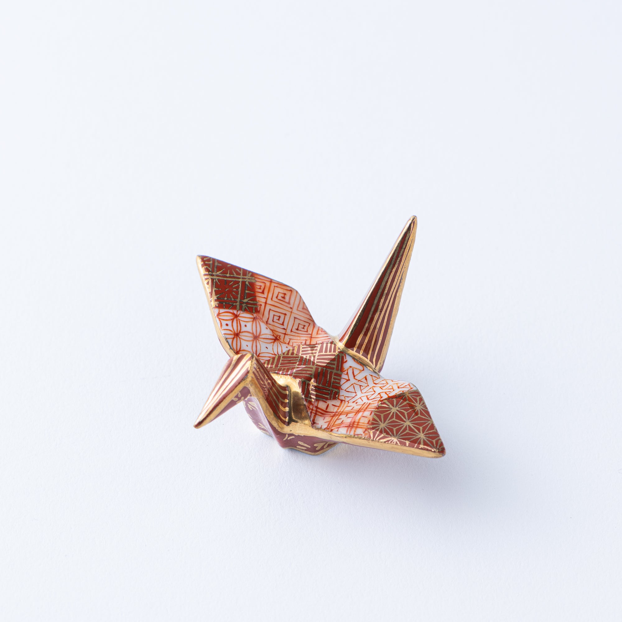Red Geometric Patterns Crane Ornament
