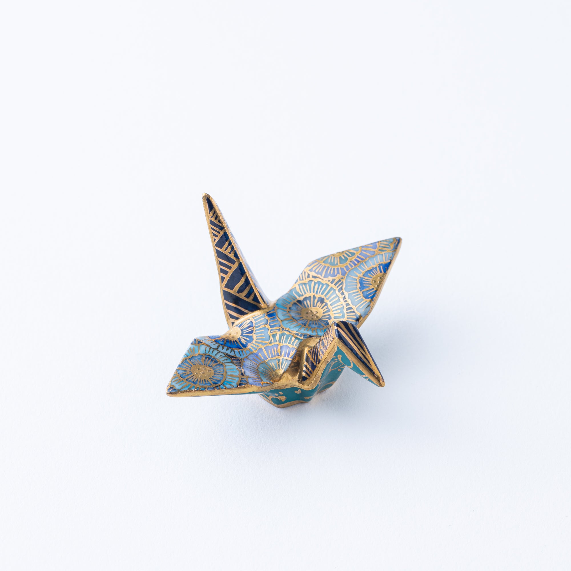 Adorno de Grulla con Flores Azules