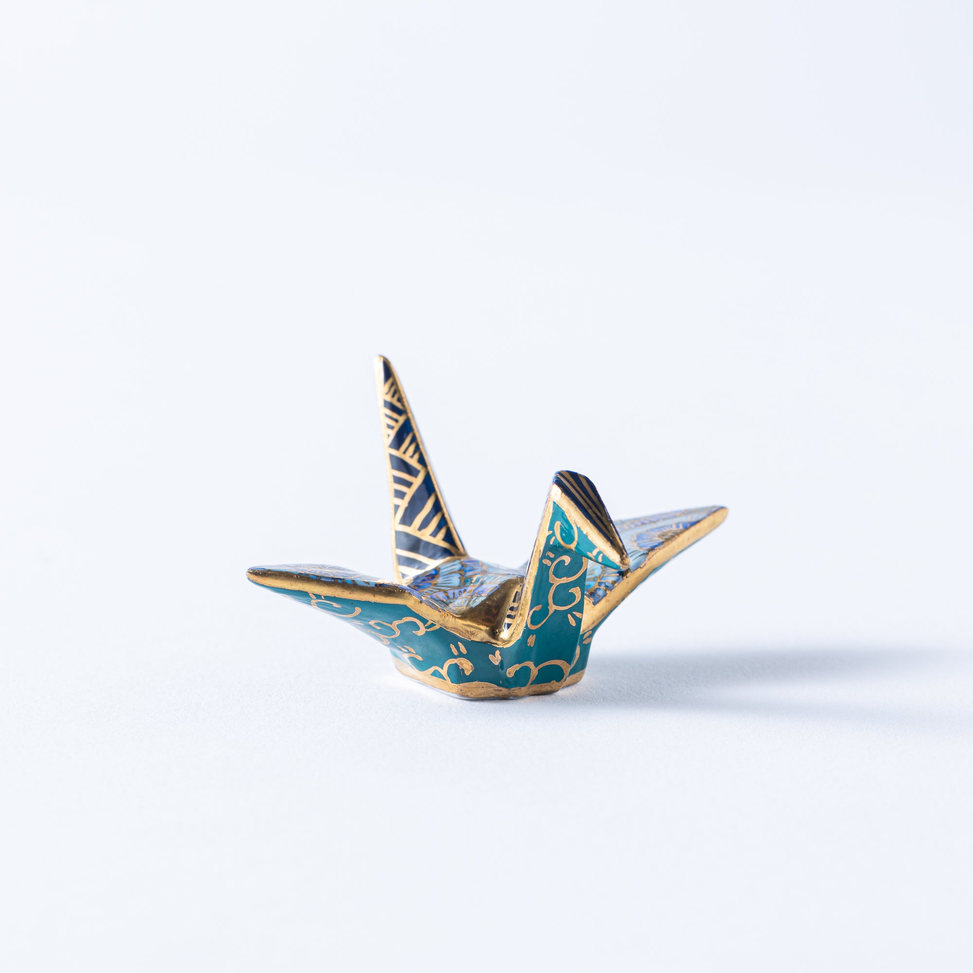 Adorno de Grulla con Flores Azules