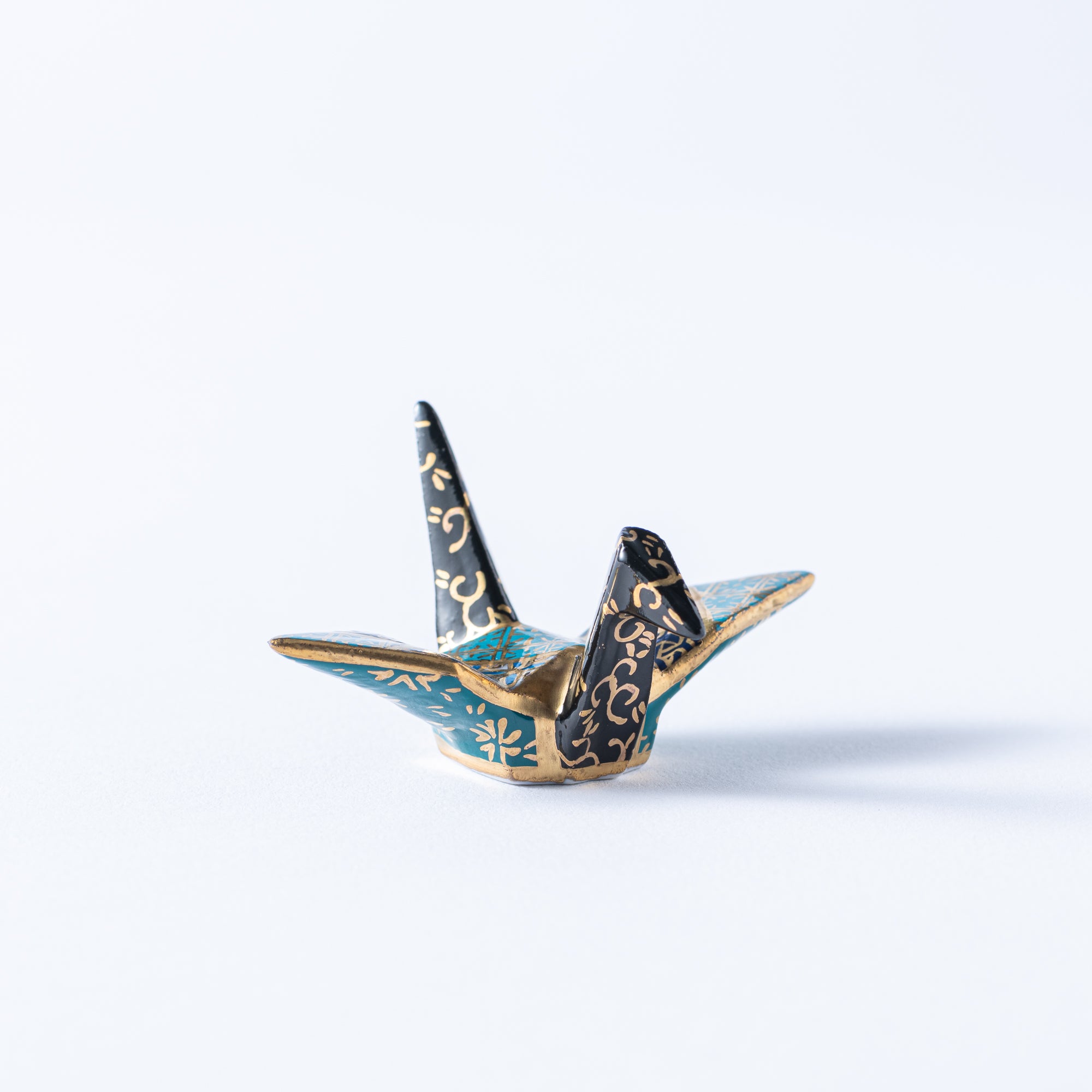 Teal Geometric Patterns Crane Ornament
