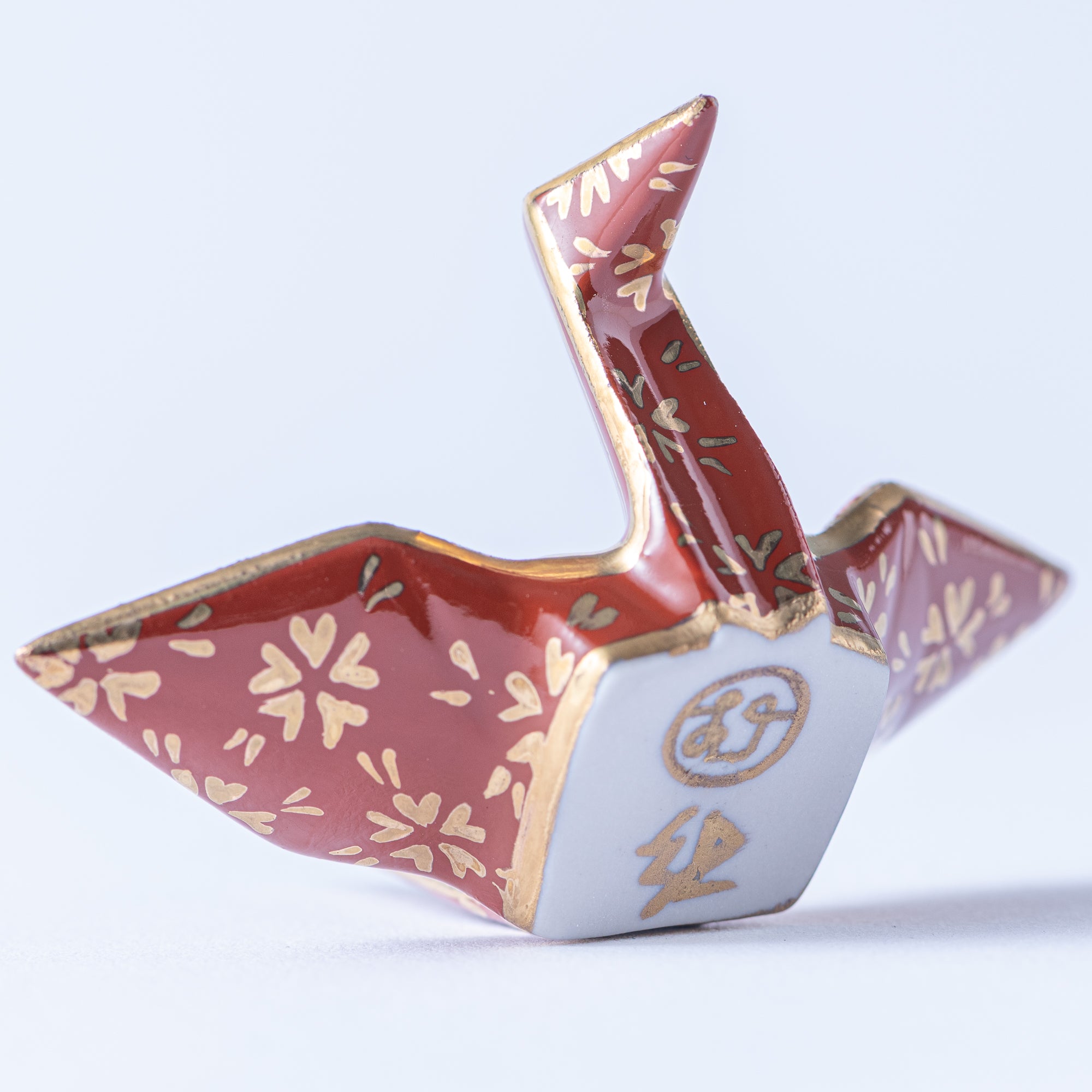 Red Geometric Patterns Crane Ornament