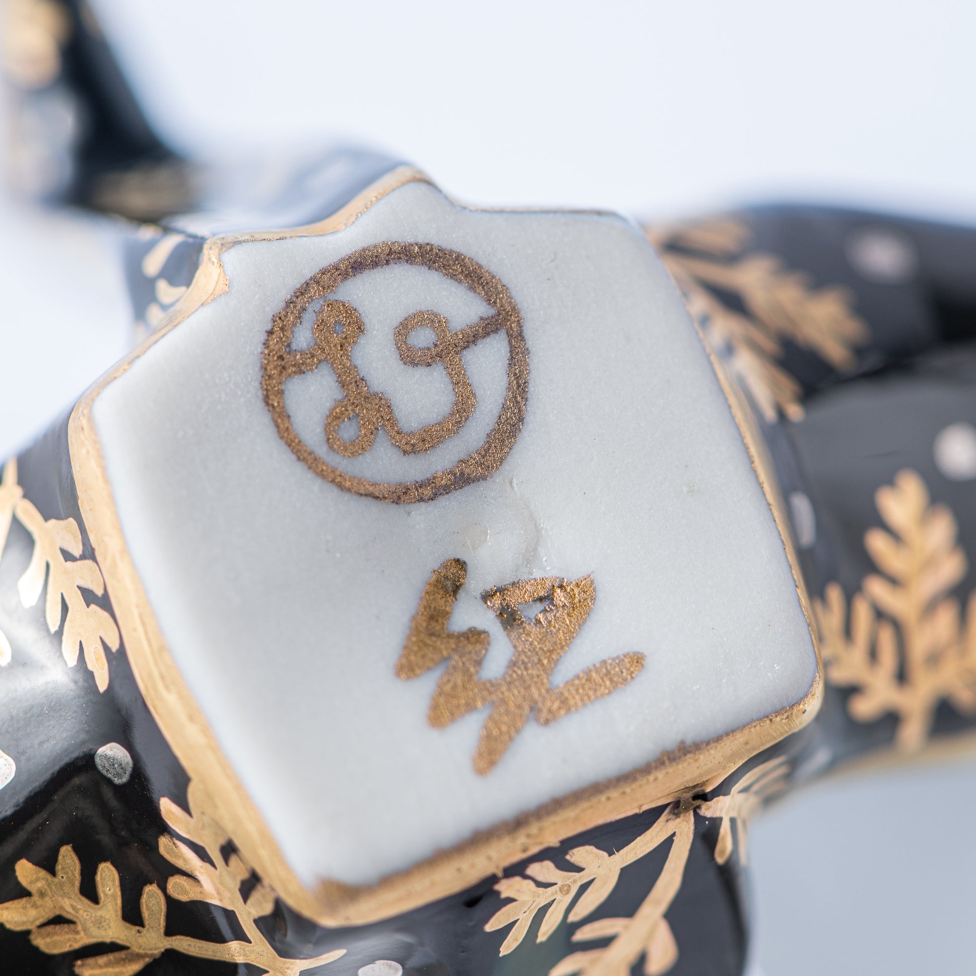 Black Geometric Patterns Crane Ornament