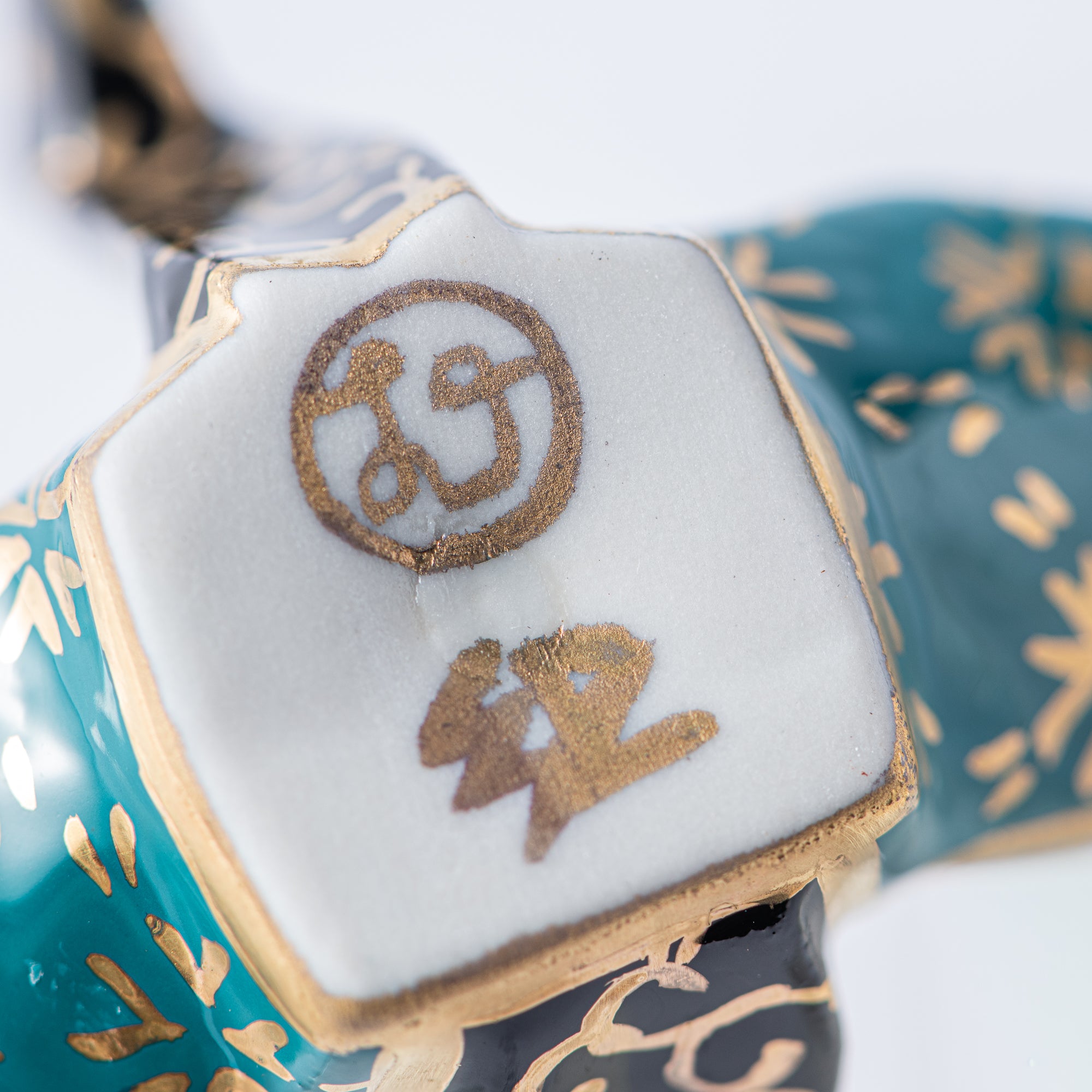Teal Geometric Patterns Crane Ornament
