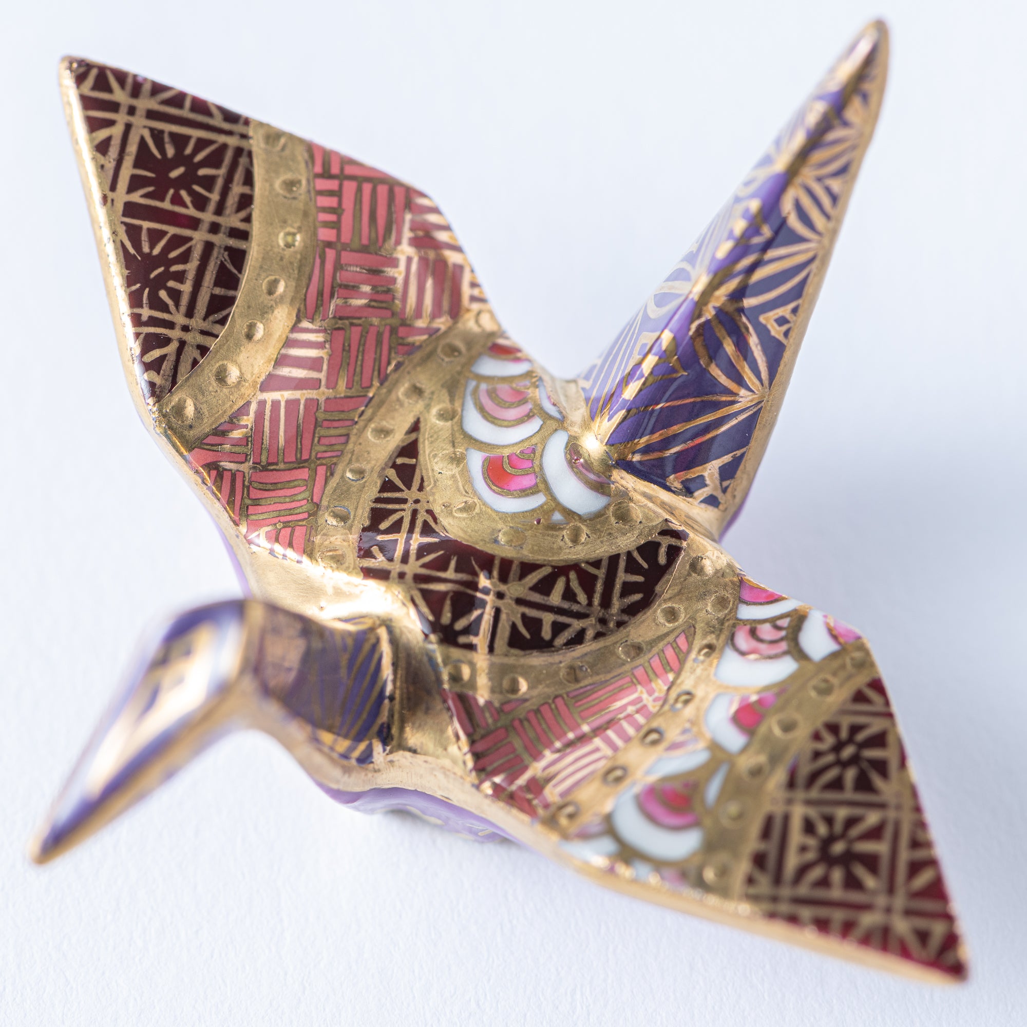 Purple Sunset Crane Ornament