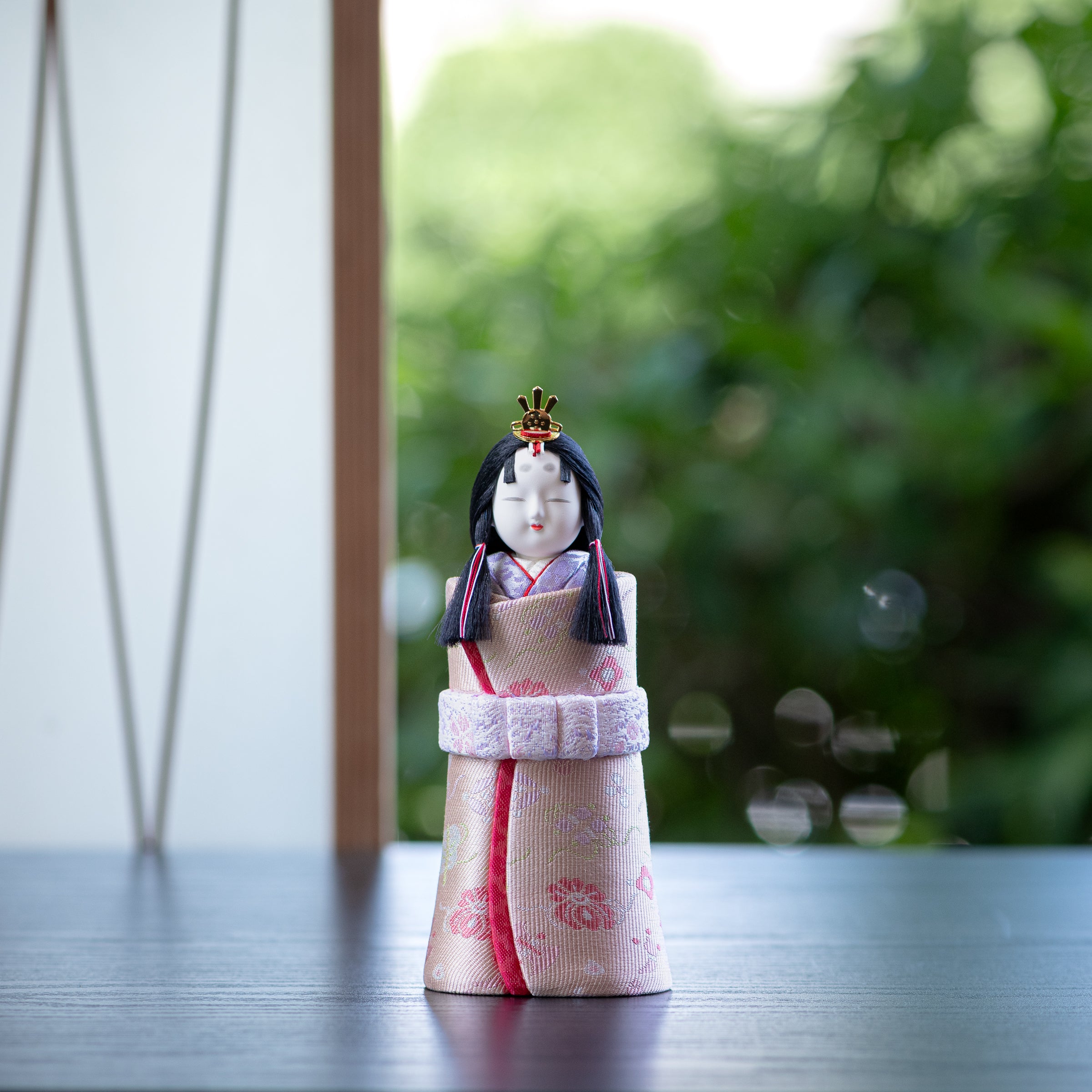 Standing Hina Dolls with Maki-e Plum Blossom Screen