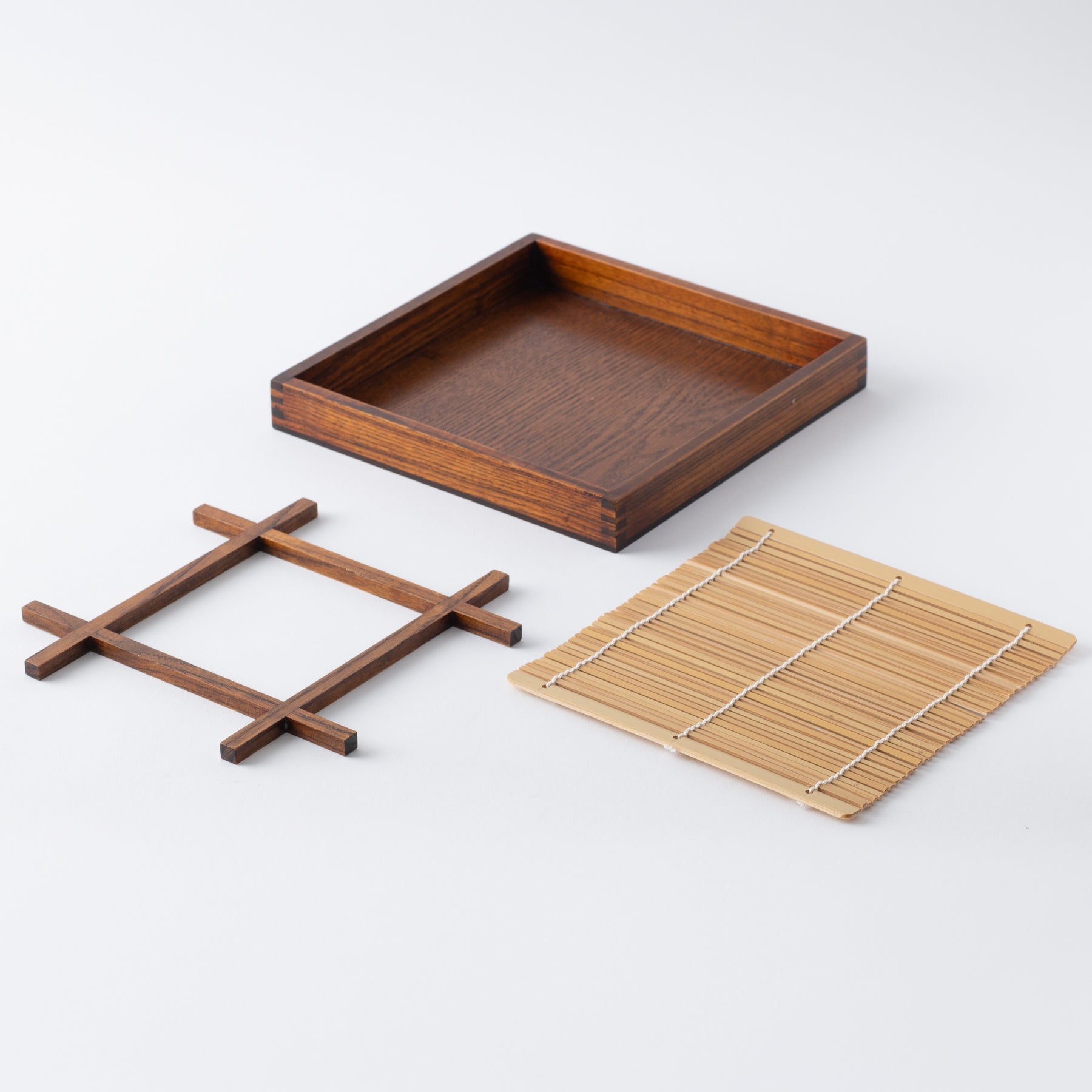 Plateau japonais carré à rebord haut pour soba