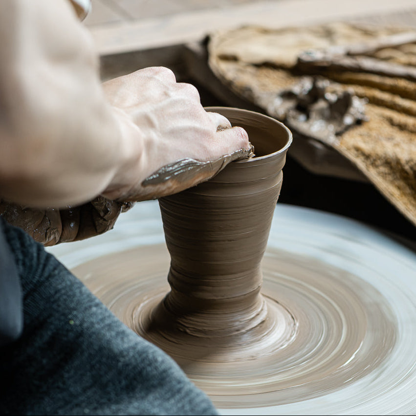 Torch Brown Inlay on Black Plant Pot 3.1 In