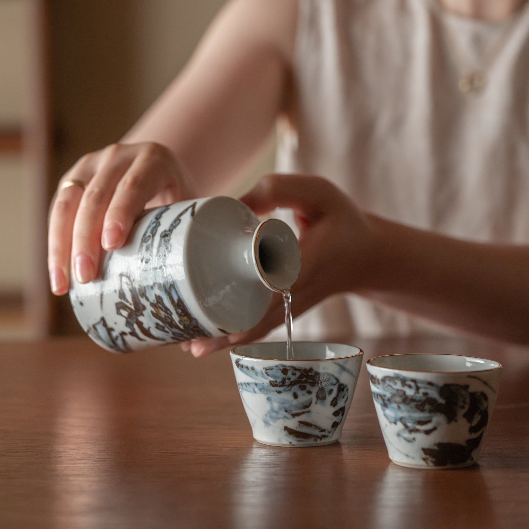 Sake-Set „Meerestiere in Blau"