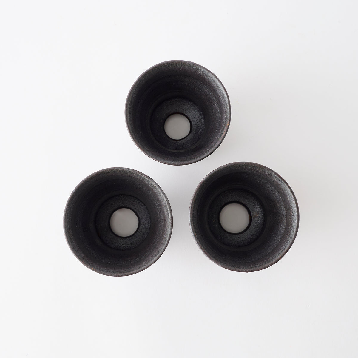 Torch Brown Inlay on Black Plant Pot 3.1 In