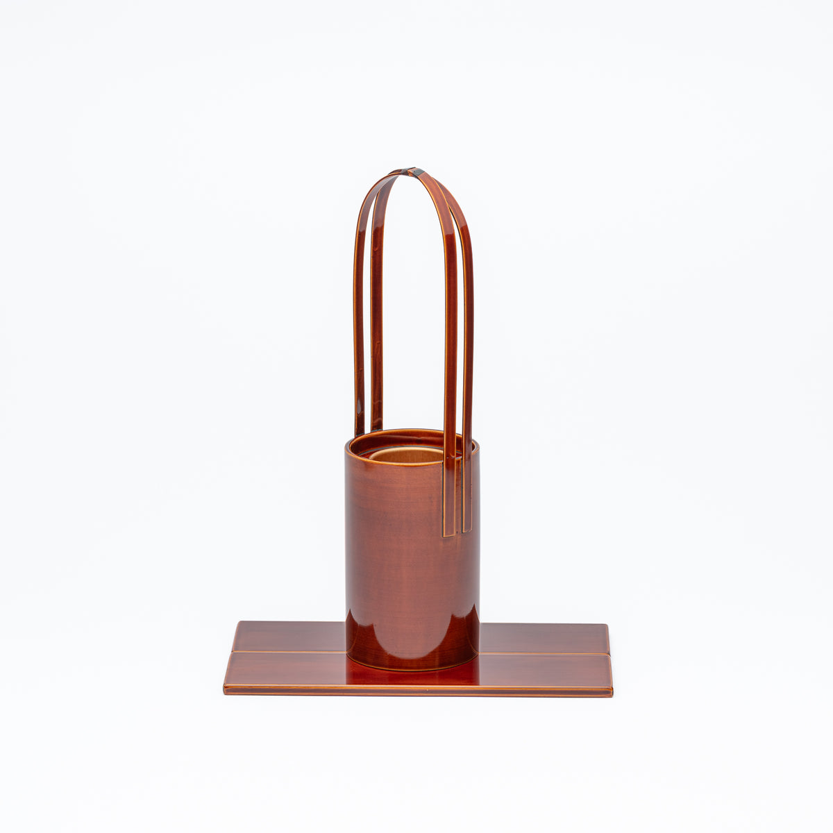 Golden Amber Flower Vase with Handle