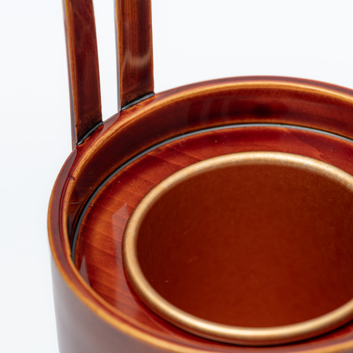 Golden Amber Flower Vase with Handle