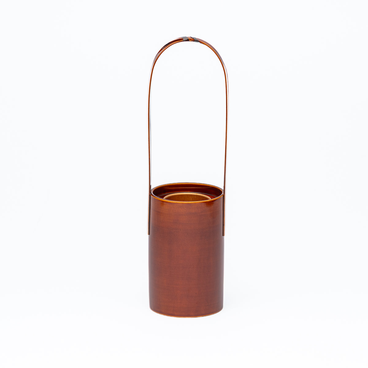 Golden Amber Flower Vase with Handle