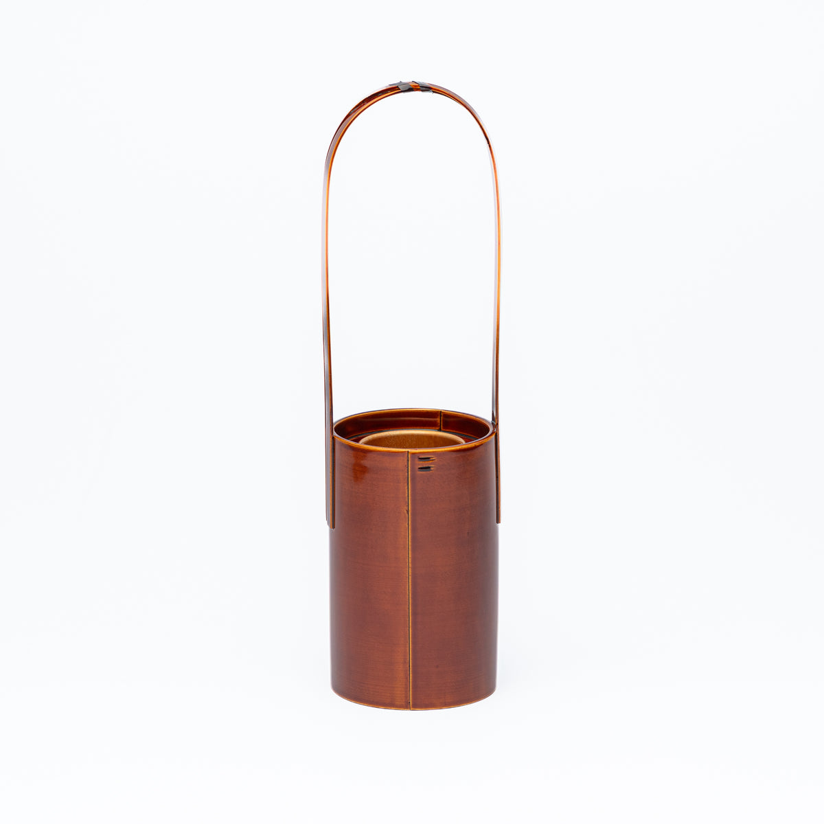 Golden Amber Flower Vase with Handle