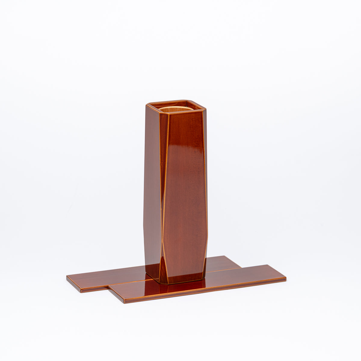 Golden Amber Corner-Cut Flower Vase