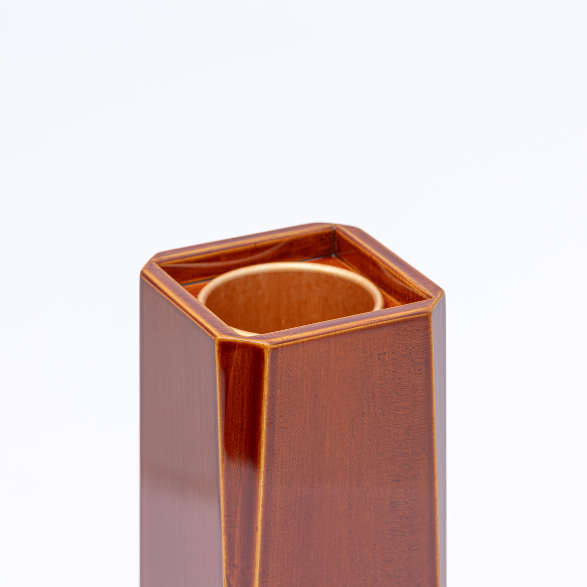 Golden Amber Corner-Cut Flower Vase