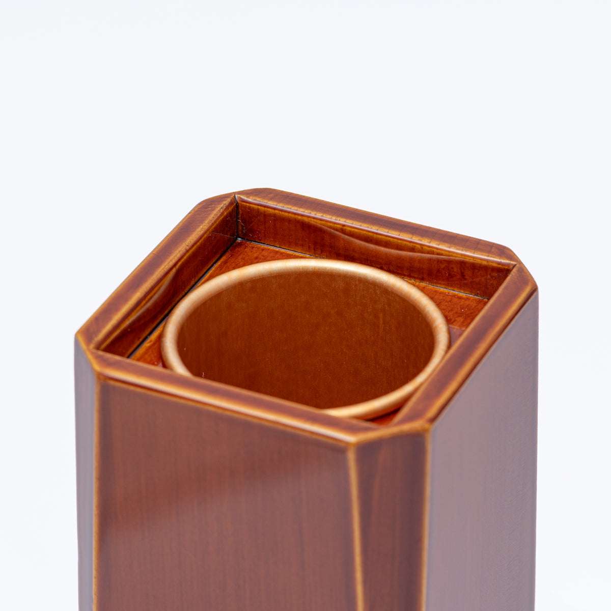 Golden Amber Corner-Cut Flower Vase