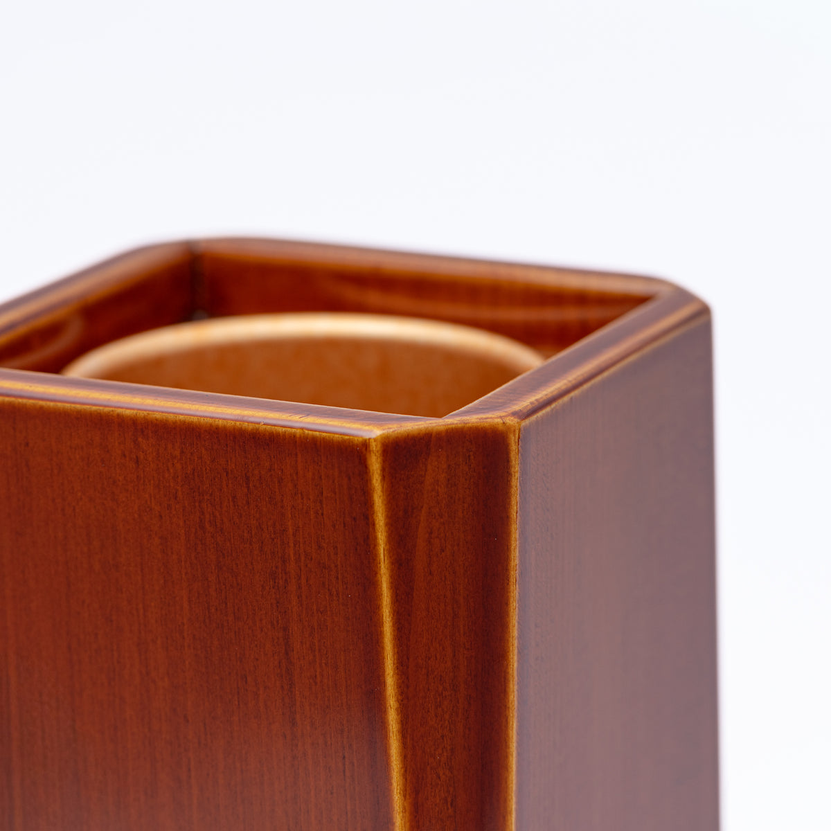 Golden Amber Corner-Cut Flower Vase