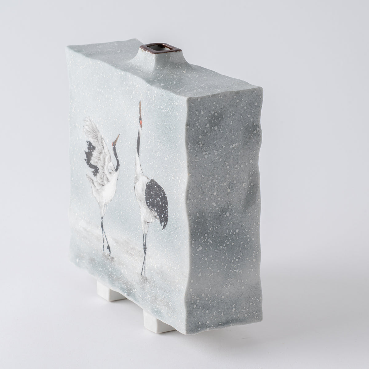 Vase japonais Grues dansant dans la neige