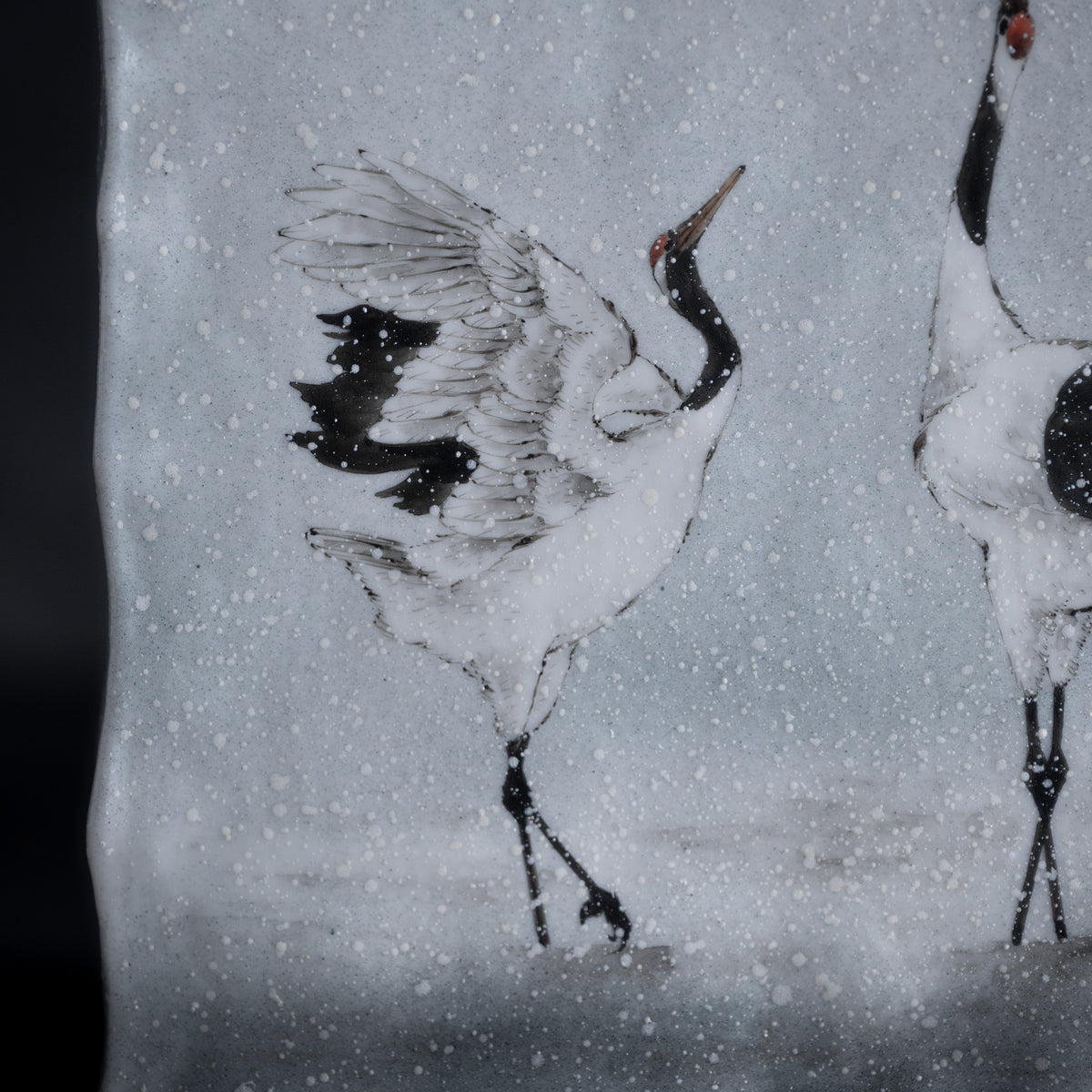 Vase japonais Grues dansant dans la neige