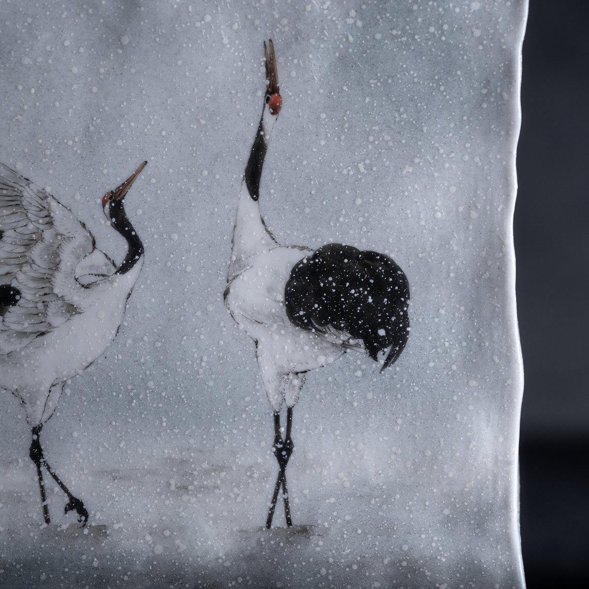 Vase japonais Grues dansant dans la neige