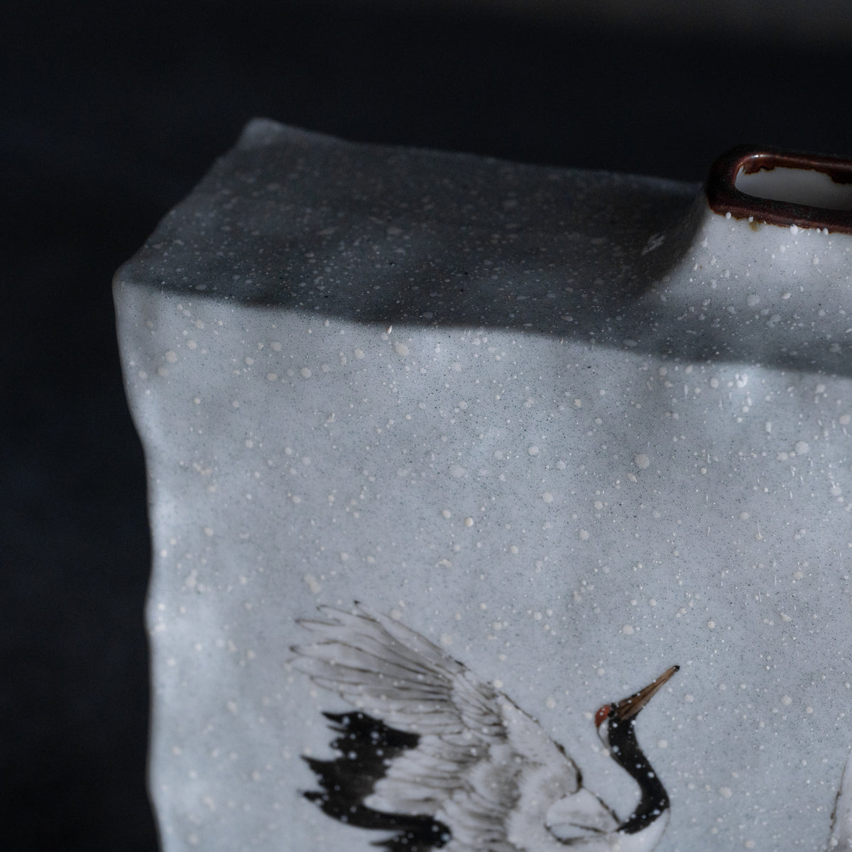 Vase japonais Grues dansant dans la neige