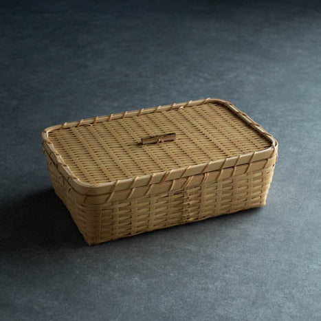 Caja bento de bambú tejido L