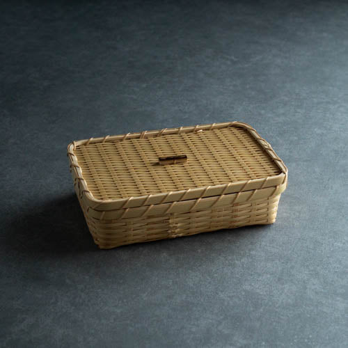 Caja bento de bambú tejido S
