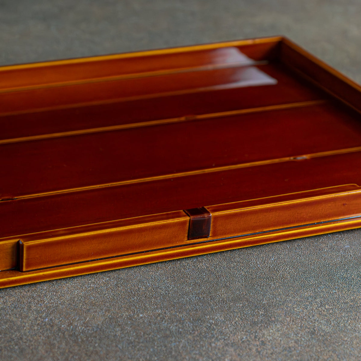 Golden Amber Double-Rim Rectangular Tray