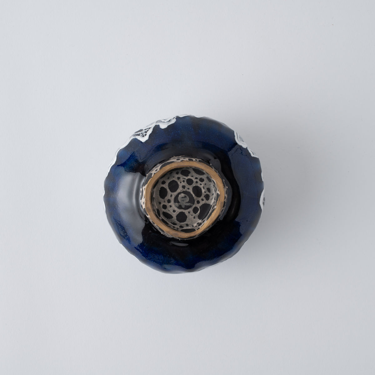 Jarrón Redondo Sazanami Cascade Azul Profundo
