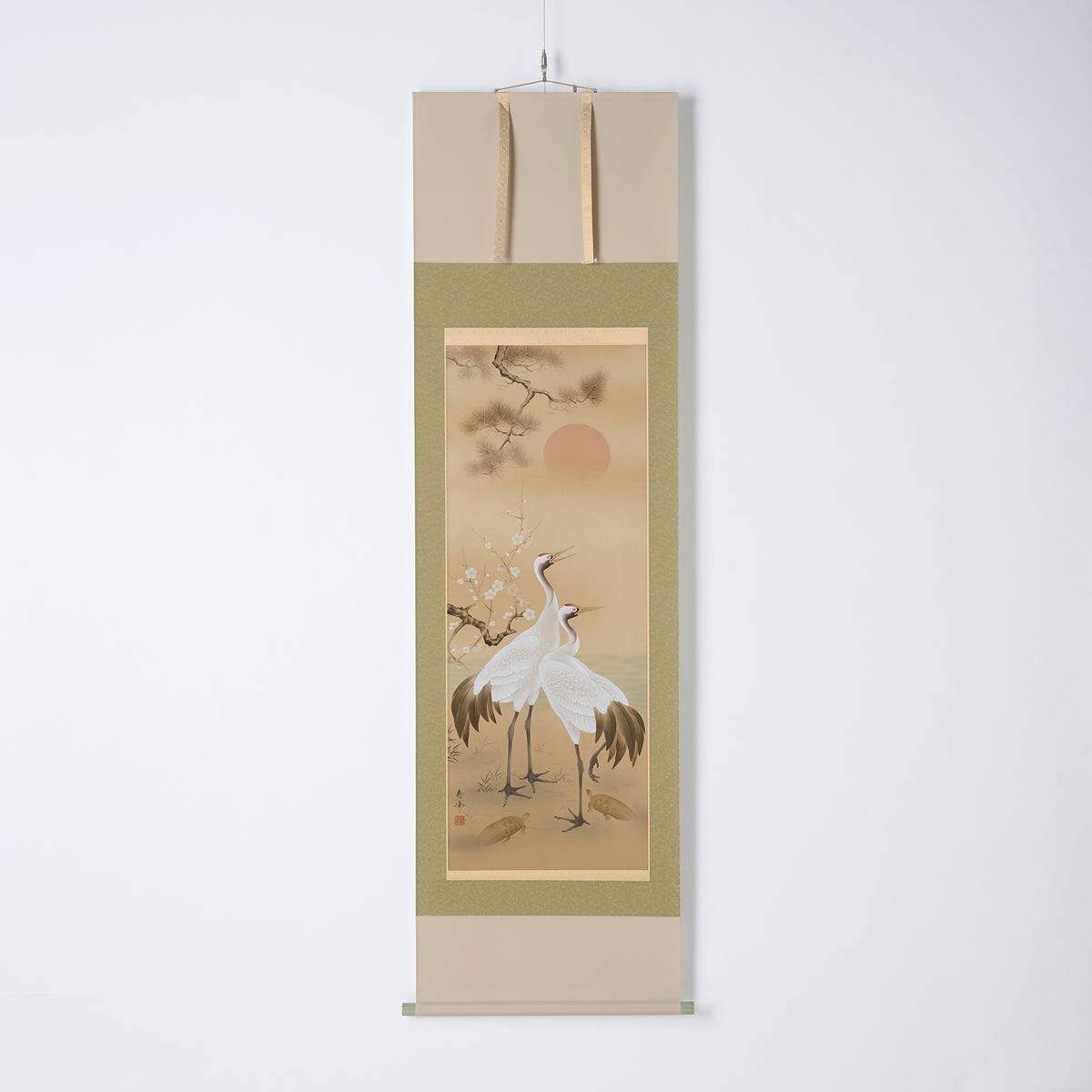 Cranes and Turtles Kakejiku Hanging Scroll