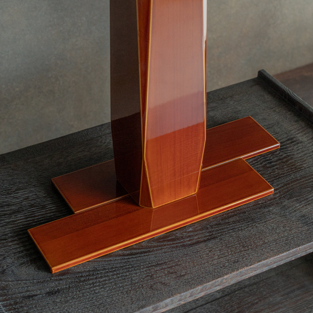 Golden Amber Corner-Cut Flower Vase
