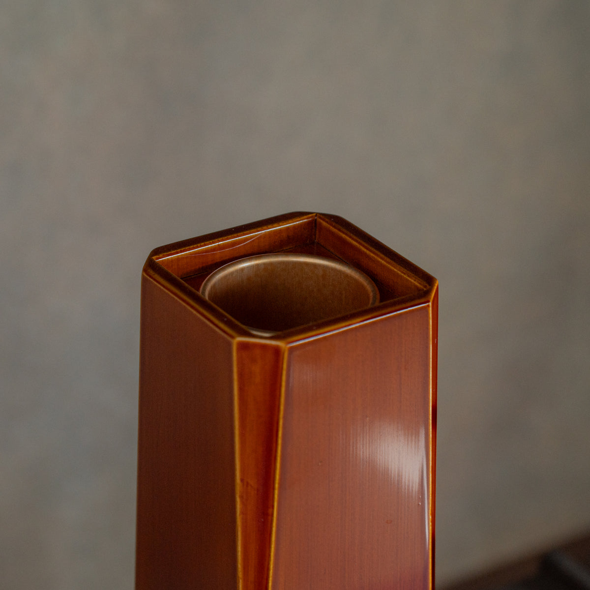 Golden Amber Corner-Cut Flower Vase
