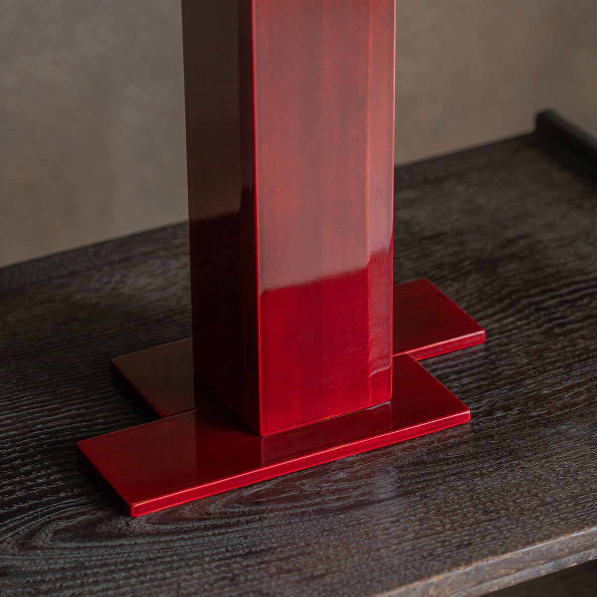 Red Amber Faceted Flower Vase