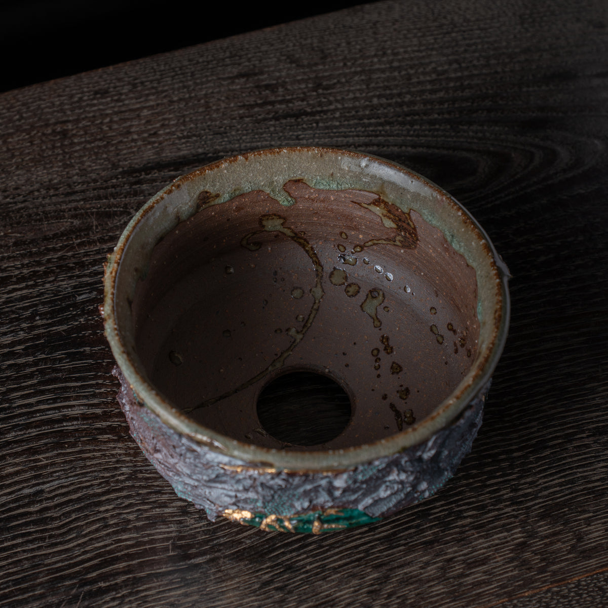 Gold Plum and Seigaiha Flared Plant Pot