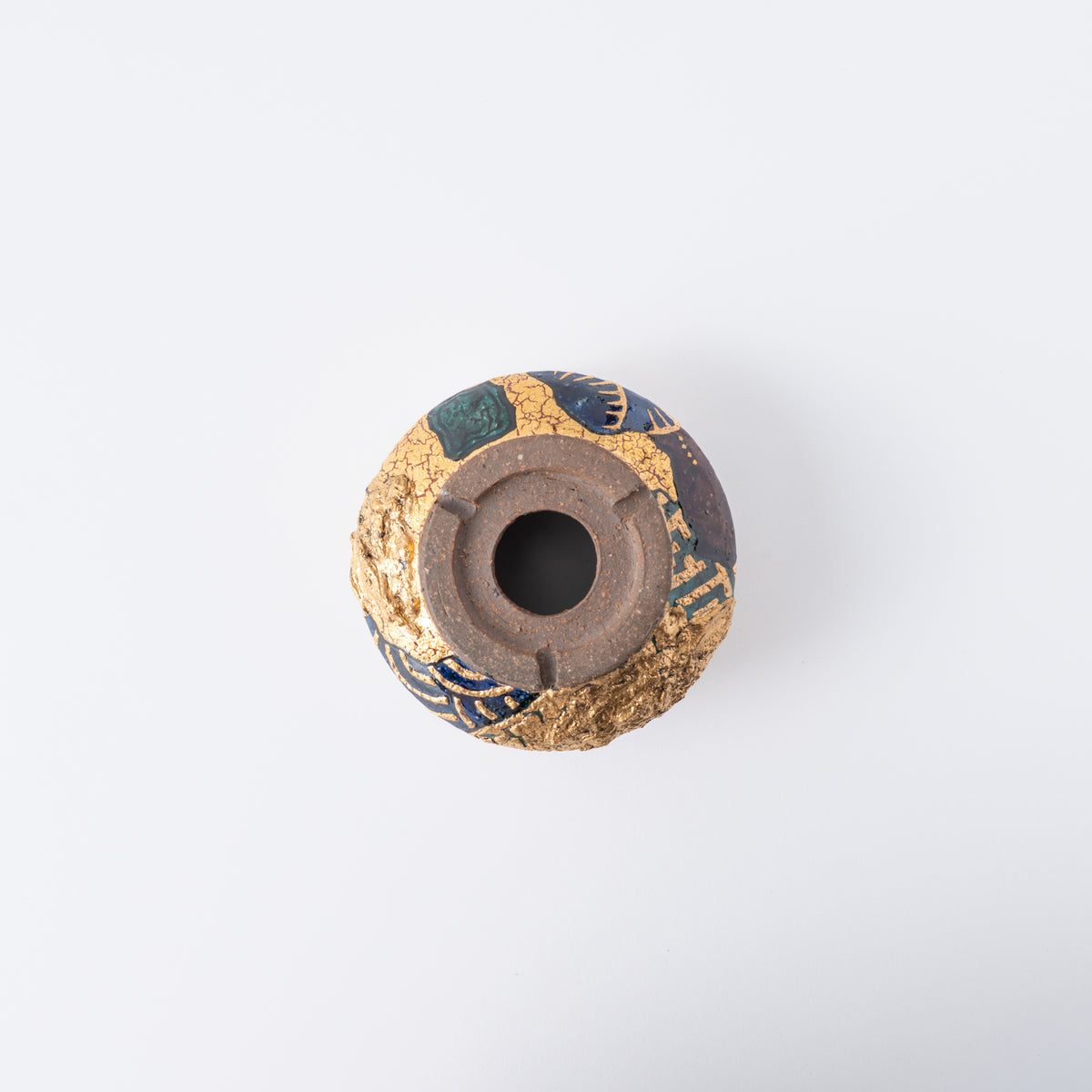 Gold Plum and Seigaiha Flared Plant Pot