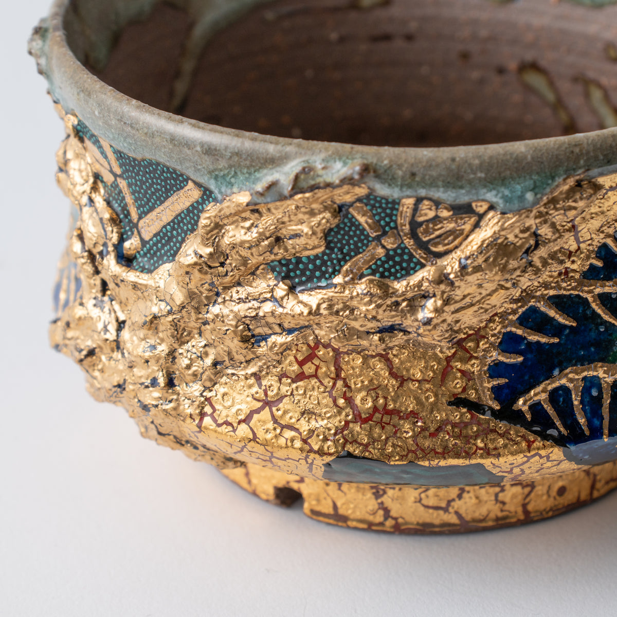 Gold Plum and Seigaiha Flared Plant Pot