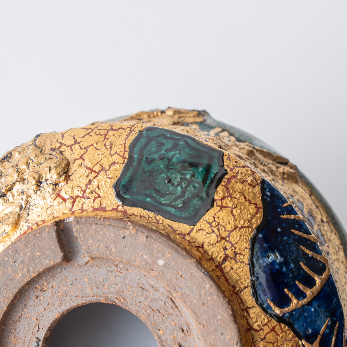 Gold Plum and Seigaiha Flared Plant Pot