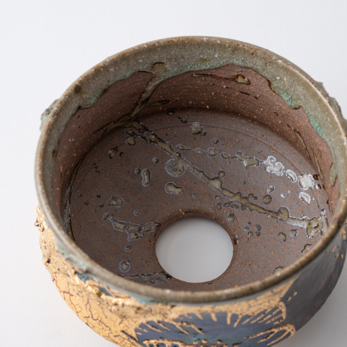 Gold Plum and Seigaiha Flared Plant Pot