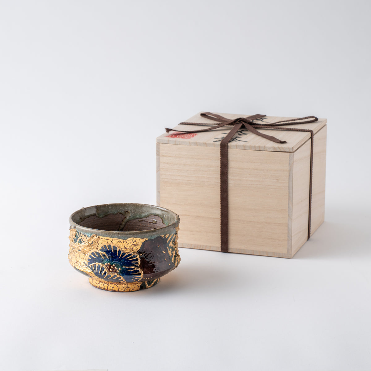 Gold Plum and Seigaiha Flared Plant Pot