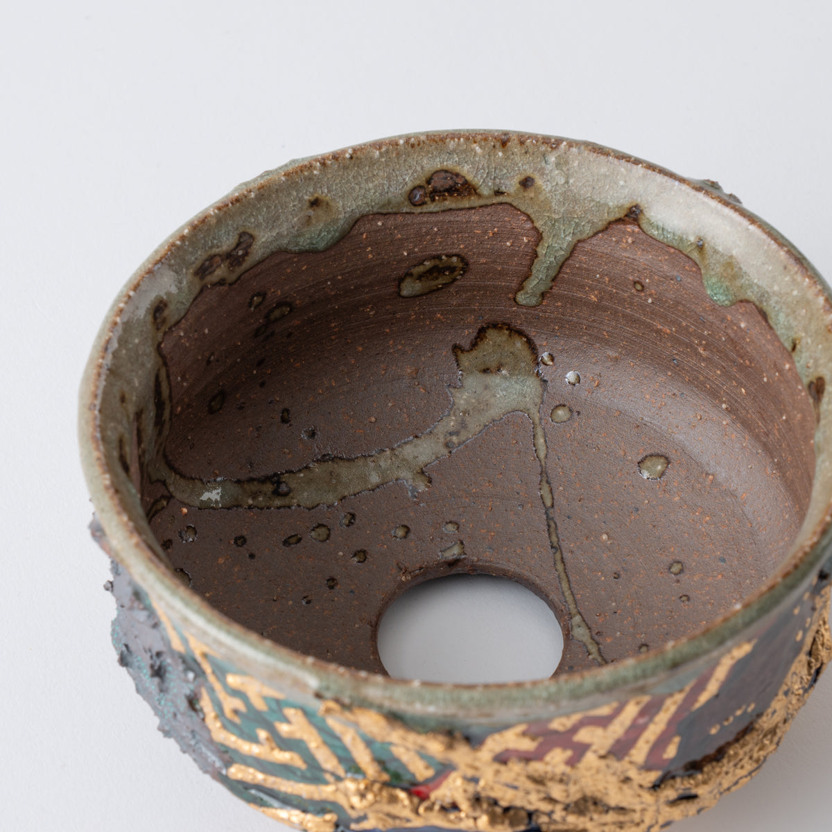 Gold Sayagata Flared Plant Pot