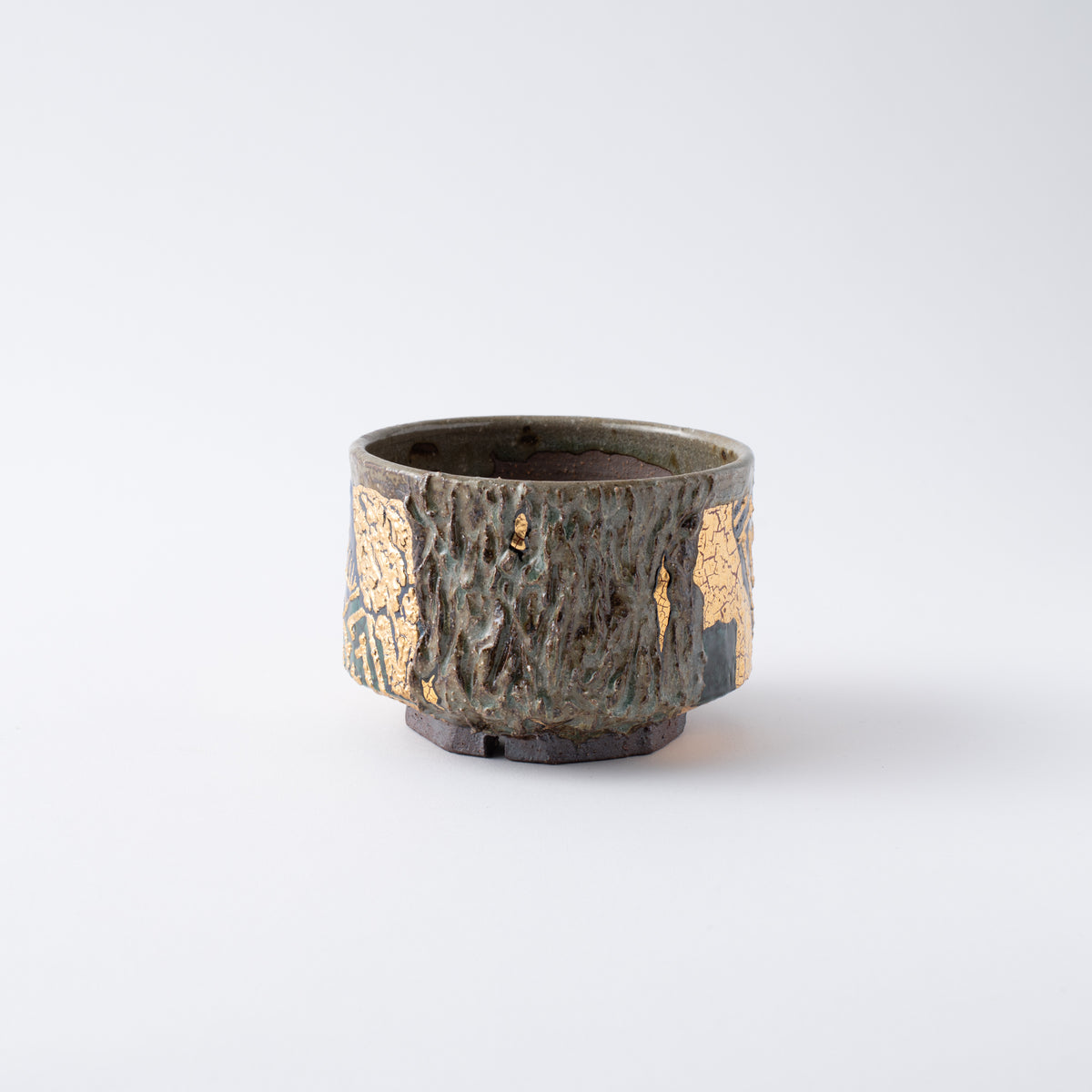 Gold Plum and Textured Glaze Plant Pot