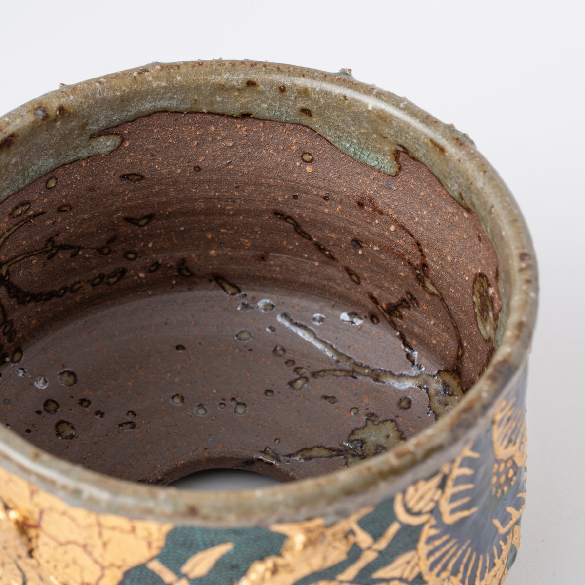 Gold Plum and Textured Glaze Plant Pot