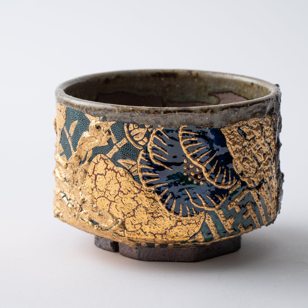 Gold Plum and Textured Glaze Plant Pot