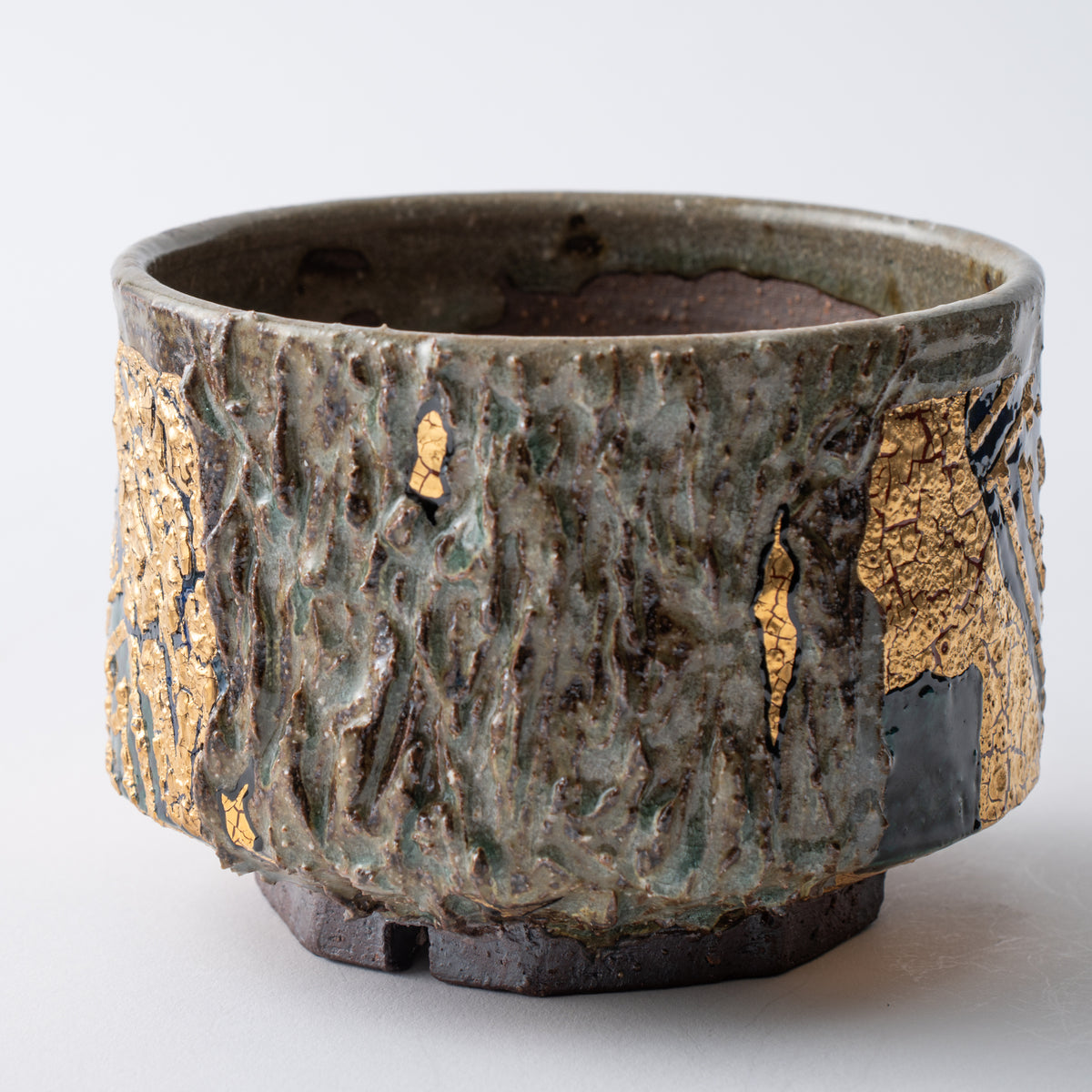 Gold Plum and Textured Glaze Plant Pot